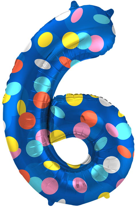 Фолиев балон Folat - Цифра 6, цветни точки, 86 см.