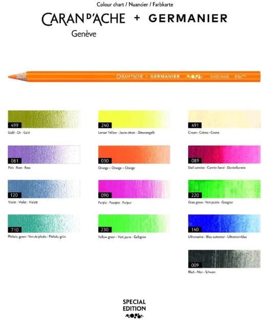 Комплект цветни моливи Caran d'Ache Germanier, 13 цвята