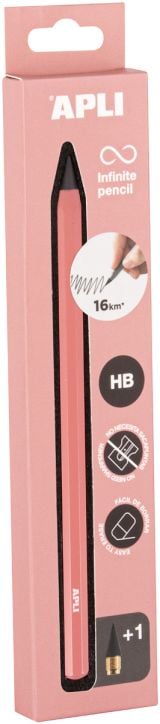 Графитен молив Apli Infinite HB, розов
