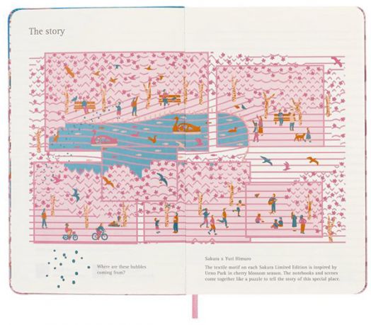 Класически тефтер Moleskine Sakura Bicycle с твърди корици и линирани страници