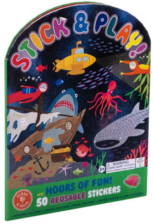 Книжка със стикери Floss & Rock, Stick and Play, Deep Sea - Морски животни
