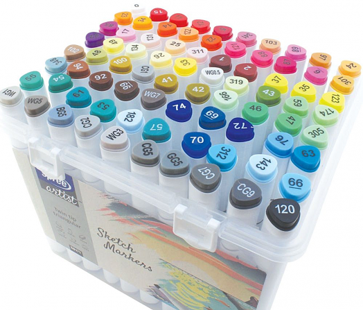 Двувърхи маркери Spree Artist Sketch, 80 цвята, в кутия