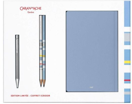 Комплект Caran d'Ache - химикалка Ecridor, моливи и тефтерчета