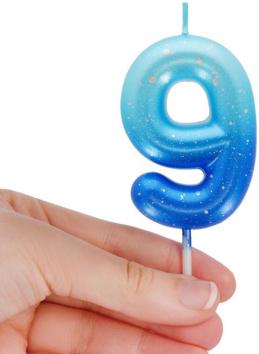 Свещ за рожден ден Legami - Цифра 9, синя