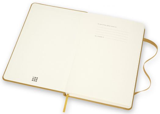 Кожен класически тефтер Moleskine Classic Leather Yellow с твърди корици и листа на широки редове