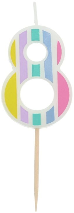 Свещ за рожден ден Folat - Цифра 8, пастел