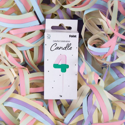 Свещ за рожден ден Folat Stripetastic - Цифра 4