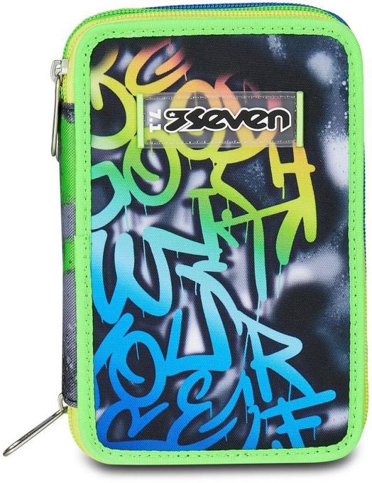 Ученически несесер Seven Spring Paint с три отделения, пълен