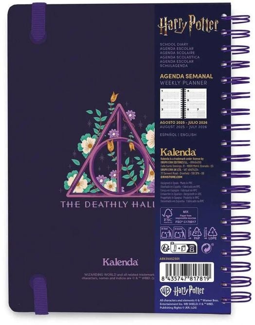 Ученически седмичен планер Grupo Erik Harry Potter за 12 месеца - август 2025 / юли 2026 година