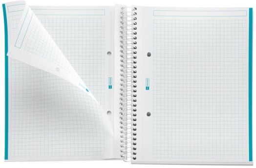 Тетрадка Miquelrius Emotions A5 със спирала, 80 листа на малки квадратчета, синьо-зелена