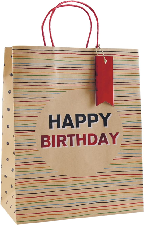 Подаръчна крафт торбичка Eurowrap - Рожден ден, средна