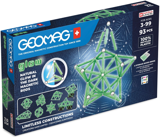 Магнитен конструктор Geomag - Glow, 93 части