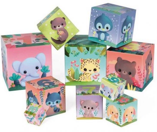Квадратни кубчета за деца Janod - Сладки животни