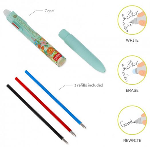 Трицветна химикалка с гума Legami - Flowers