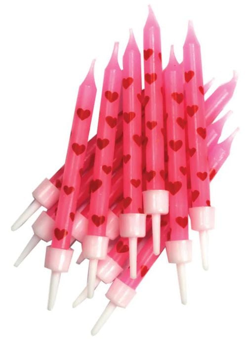 Свещички Creative Party - Розови със сърца, 12 бр.