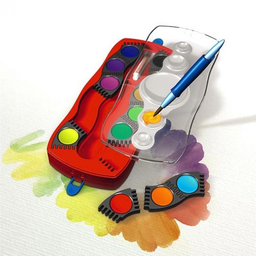 Акварелни бои Faber-Castell Conector, 12 цвята + четка