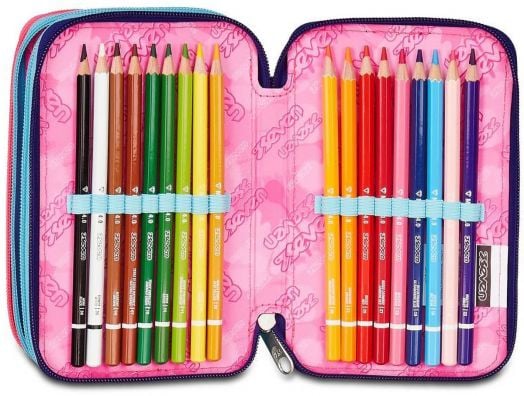 Ученически несесер Seven SJ Shady Dye с три отделения, пълен