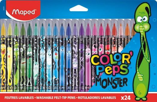Флумастери Maped Color'Peps Monster, 24 цвята
