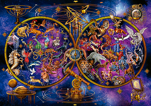 Неонов пъзел Educa: Съзвездия, 1000 части