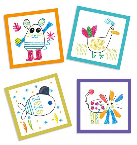 Комплект за рисуване Djeco: Забавни животни