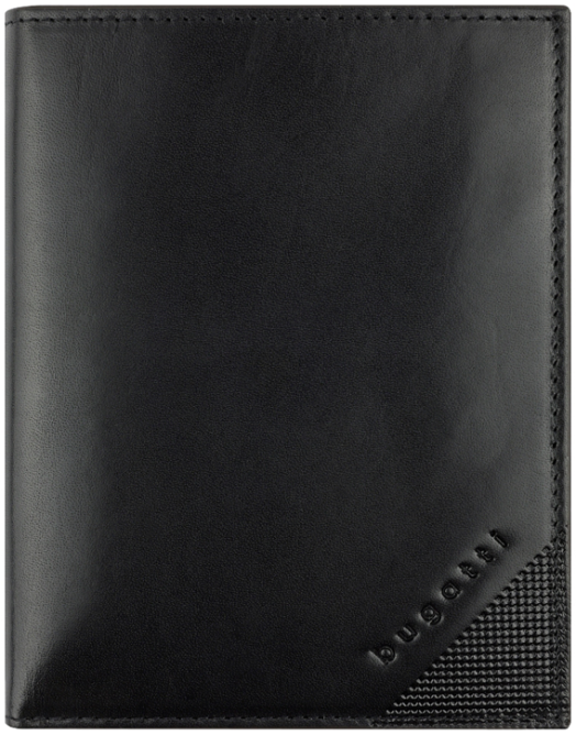 Мъжки вертикален кожен портфейл Bugatti Nobile, черен