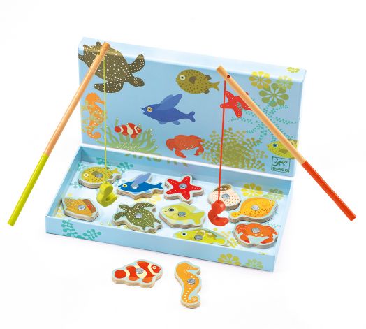 Дървени магнити Djeco - Тропически риболов