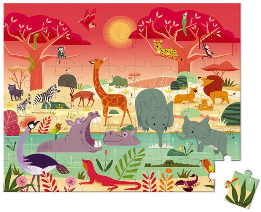 Детски пъзел в куфарче Janod - Резерват, 54 части