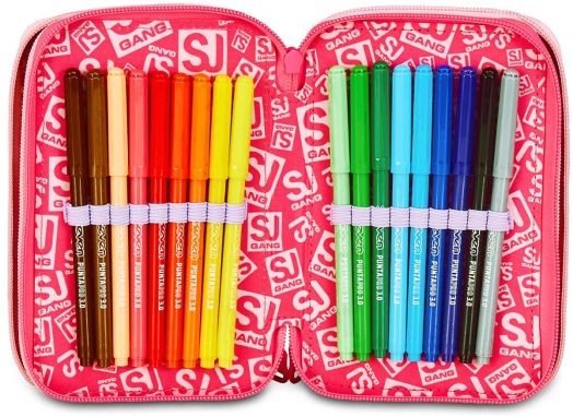 Ученически несесер Seven SJ Catled с три отделения, пълен