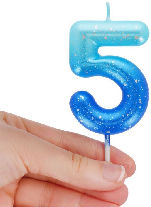 Свещ за рожден ден Legami - Цифра 5, синя