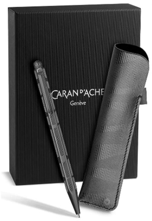 Комплект Caran d'Ache - химикалка Ecridor Black Lines и калъф