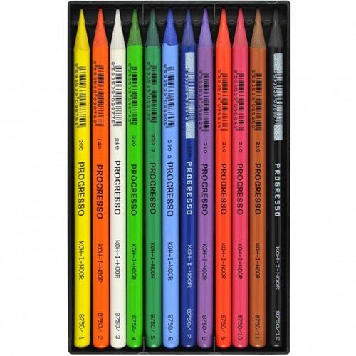 Цветни моливи Progresso с лаково покритие, 12 цвята
