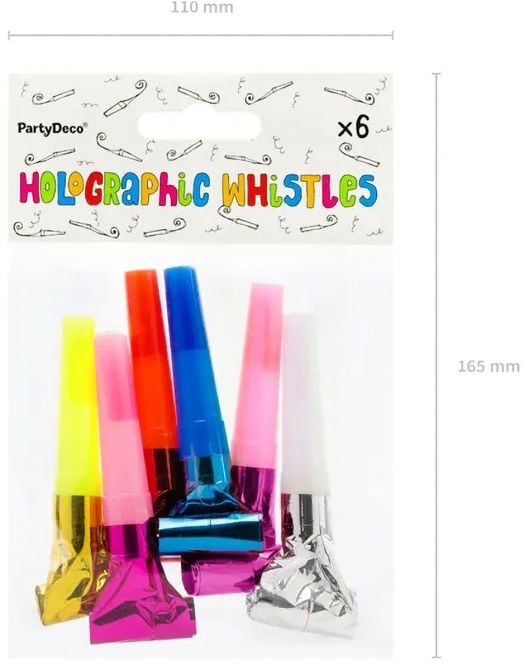 Парти свирки PartyDeco - микс от цветове, 6 бр.