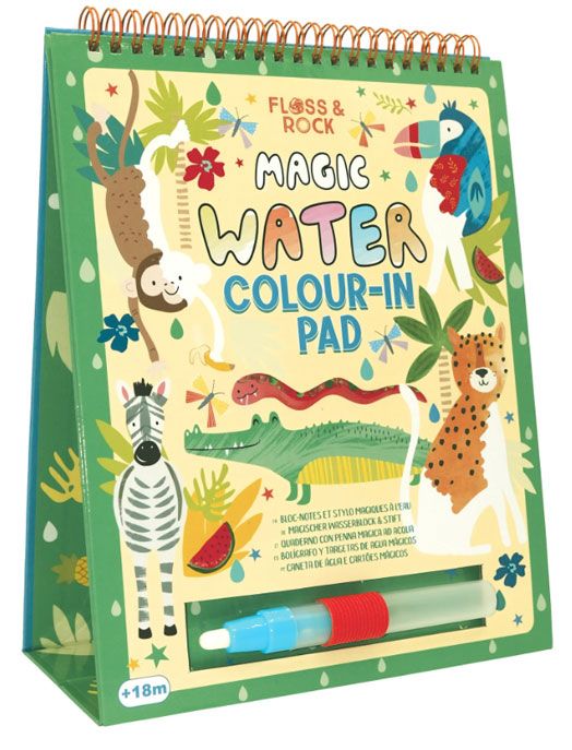 Тефтер за оцветяване с вода Floss & Rock, Magic Colour-in pad, Jungle - Диви животни