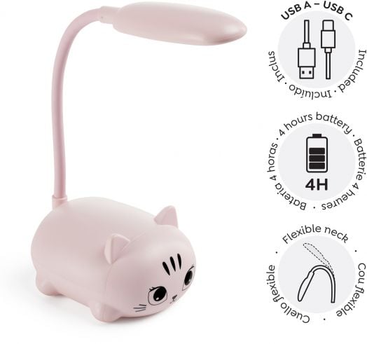 Настолна лампа Miquelrius Back2Fun - Коте, розова