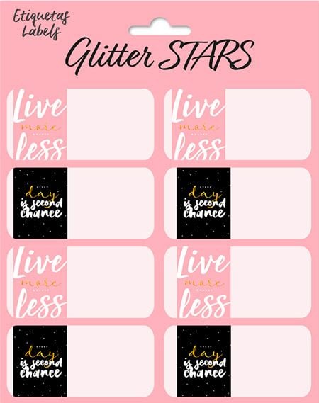 Ученически етикети Glitter Stars, 16 бр.