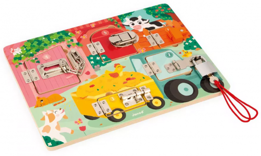 Дървена дъска с катинари Janod - Фермата