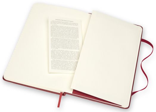 Кожен класически тефтер Moleskine Classic Leather Red с твърди корици и листа на широки редове