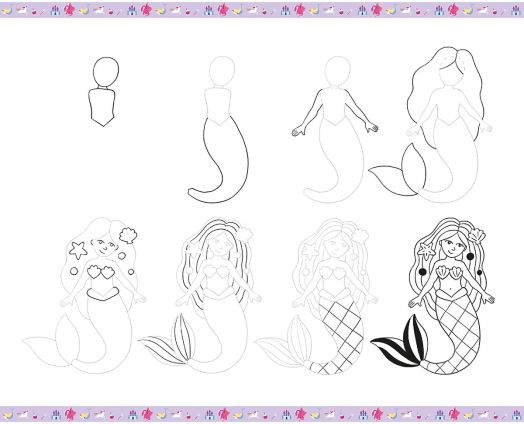 Комплект за рисуване стъпка по стъпка Janod - Фантастични животни