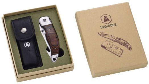 Сгъваем нож Laguiole Hunting knife, с кожен калъф