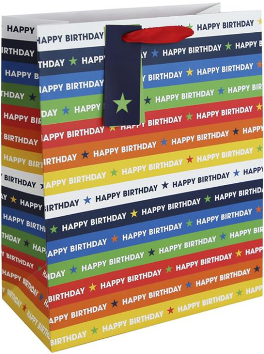 Подаръчна торбичка Eurowrap - Рожден ден райе, средна