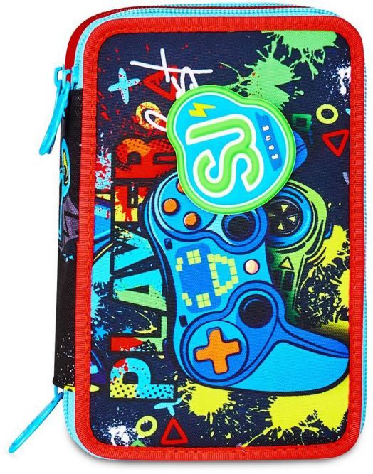 Ученически несесер Seven SJ Gang Game Led с три отделения, пълен