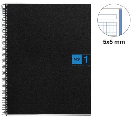Тетрадка Miquelrius The Original Blue PP А4 със спирала, 80 листа на малки квадратчета
