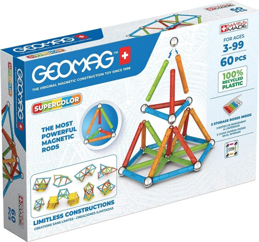 Магнитен конструктор Geomag - Supercolor, 60 части