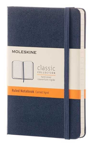Джобен тъмносин тефтер Moleskine с твърди корици, линиран