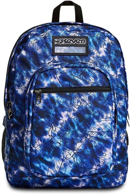 Ученическа раница Seven Freethink Blue Print 2022 с две отделения и USB порт