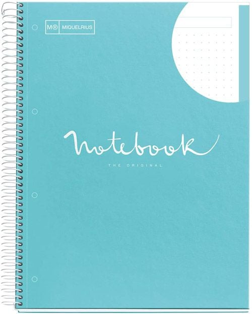 Тетрадка Miquelrius Emotions А5 със спирала, 80 листа на точки, светлосиня