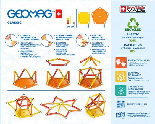 Магнитен конструктор Geomag - Classic Recycled, 42 части