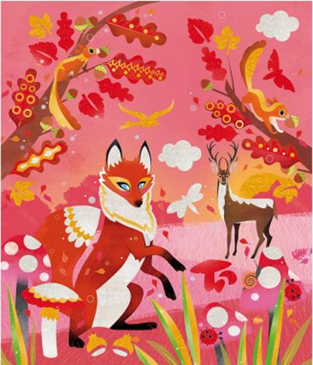 Творчески комплект Janod - 4 сезона за оцветяване с перлени бои