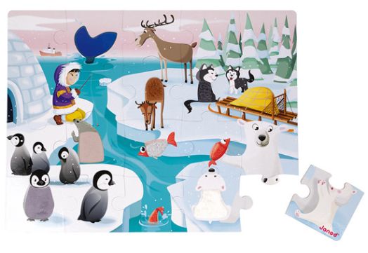 Детски тактилен пъзел Janod - Живот на леда, 20 части