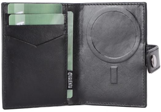 Кожен калъф за карти Valenta MagSafe Luxe Black